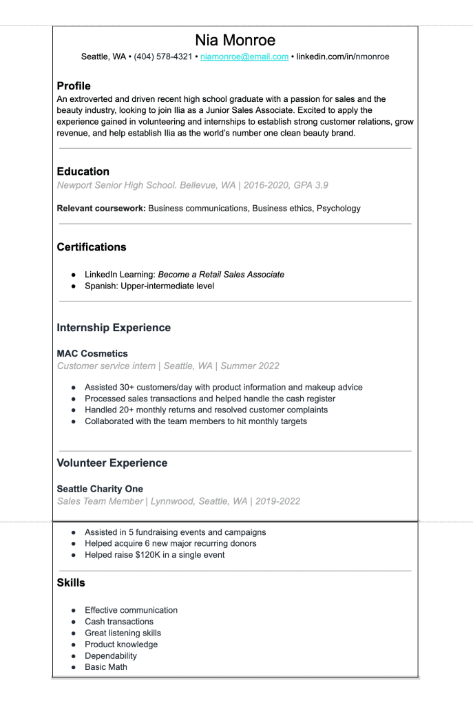 sales associate resume template