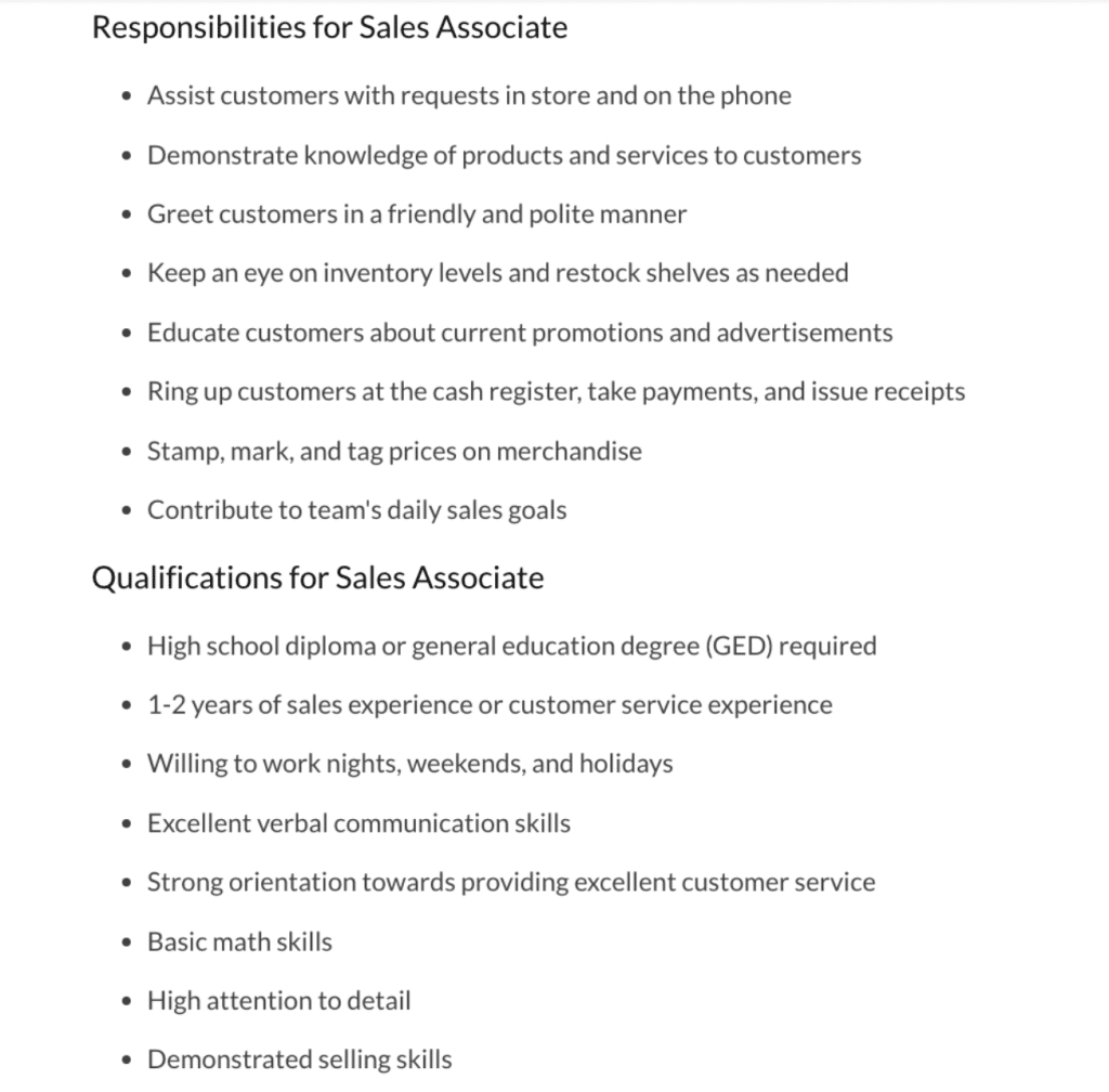 sales associate resume templates