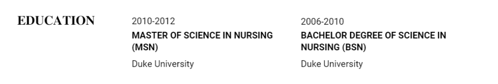 Nursing resume: how to list education
