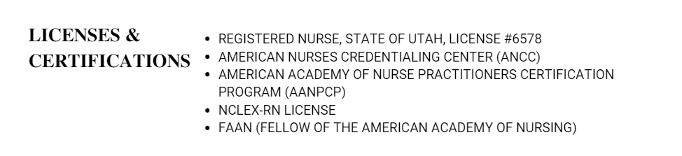 Nursing resume licenses and certifications
