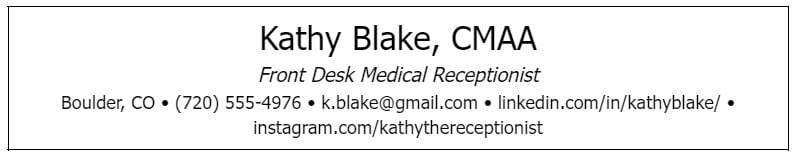 Receptionist resume: Front desk medical receptionist