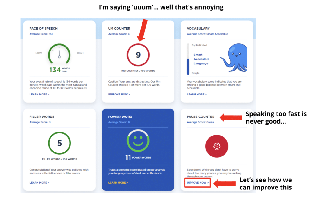 Inside Big Interview's mock interview tool