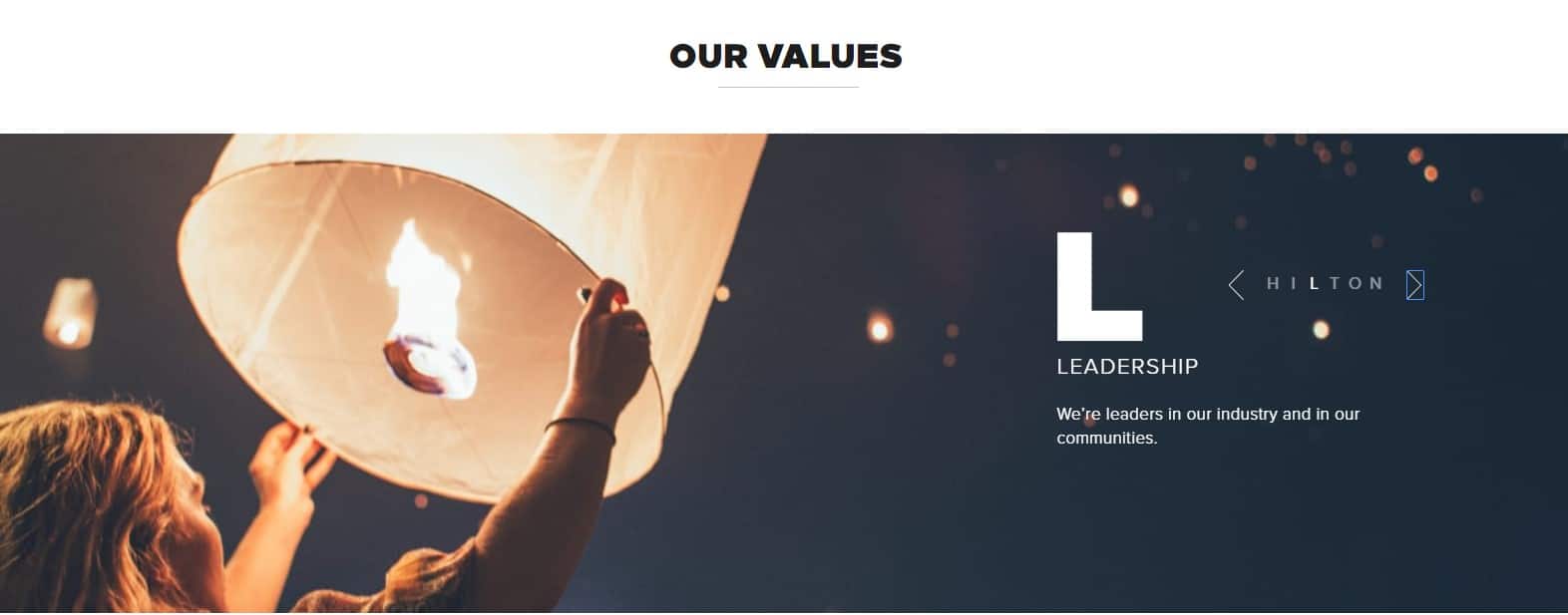 ''What accomplishments are you most proud of'': Company values example by Hilton