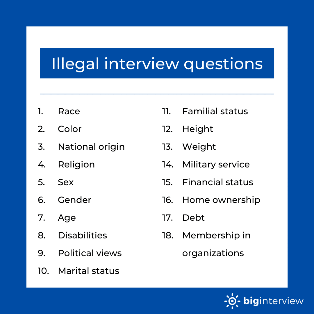 Illegal interview questions - Big Interview