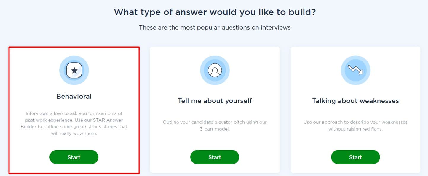 Answer Builder Behavioral Questions