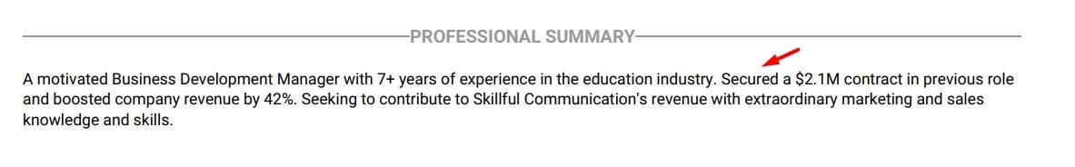 Listing accomplishments on a resume summary