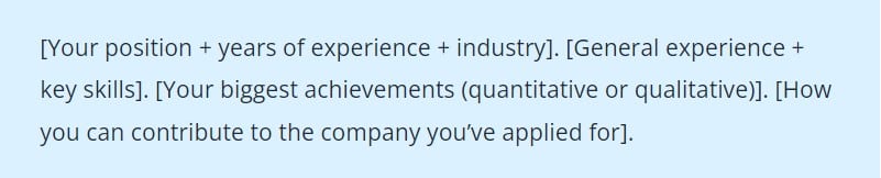 Resume profile formula