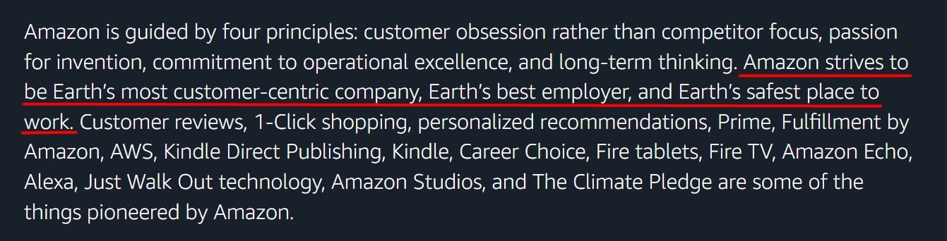 Amazon's company values