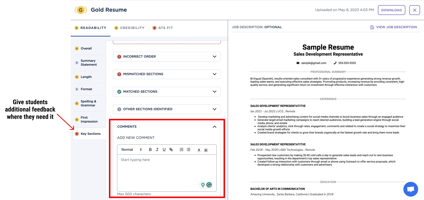 leave comments in big interview resume ai 