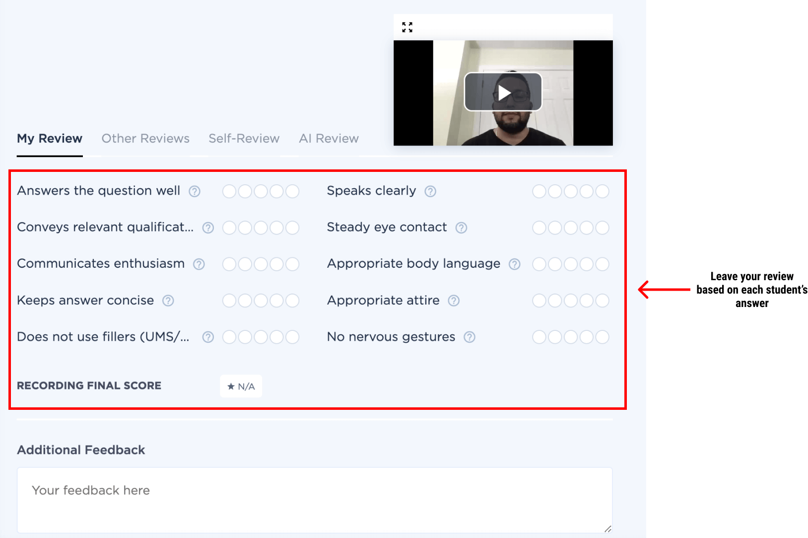 review interview practice answers