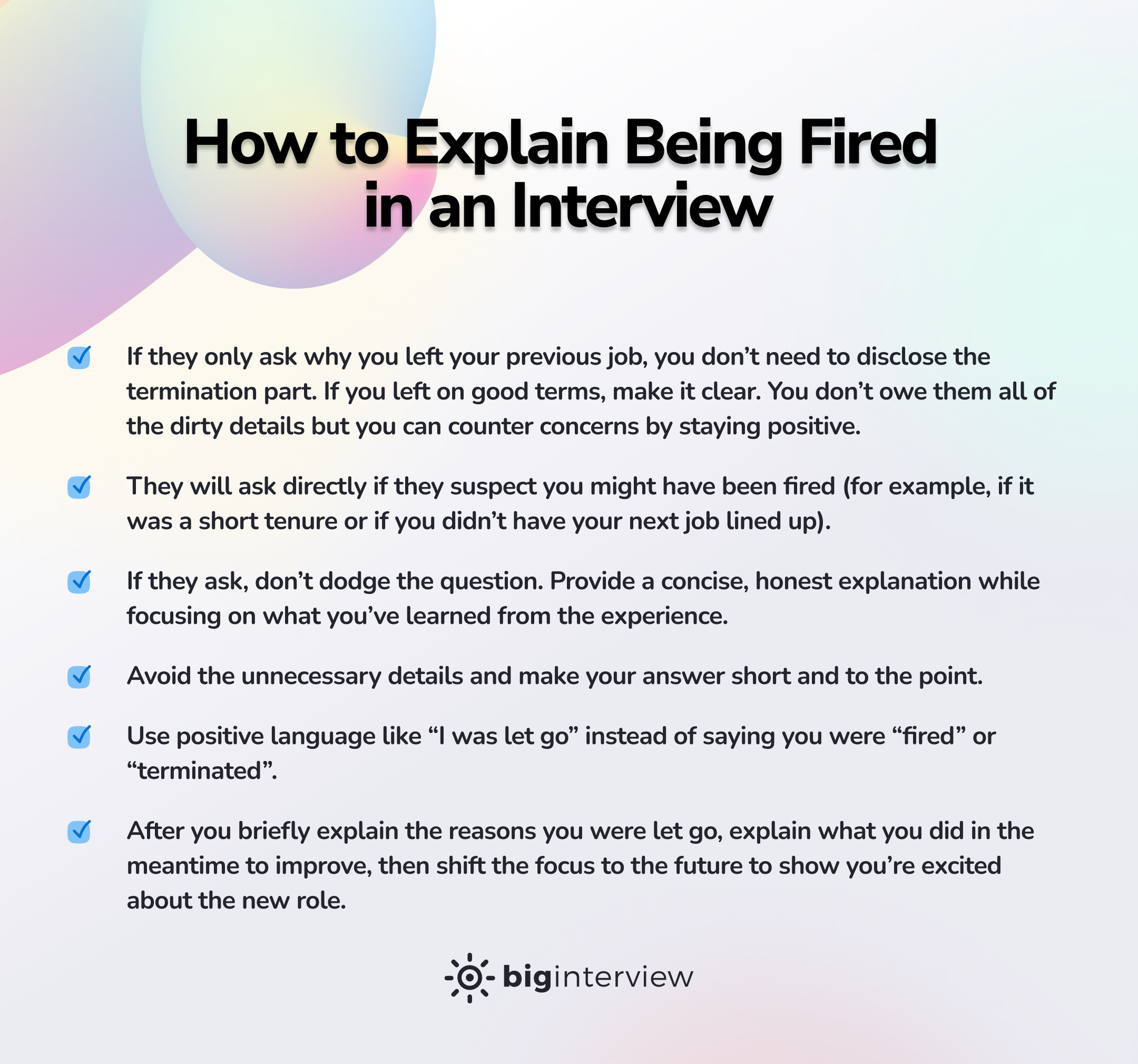 how to explain being fired in an interview