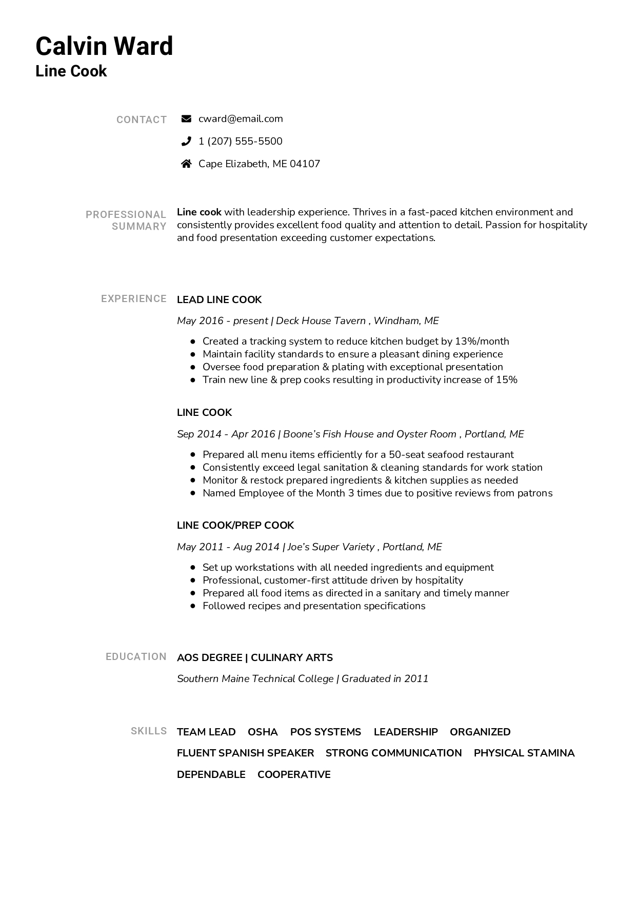 Resume example