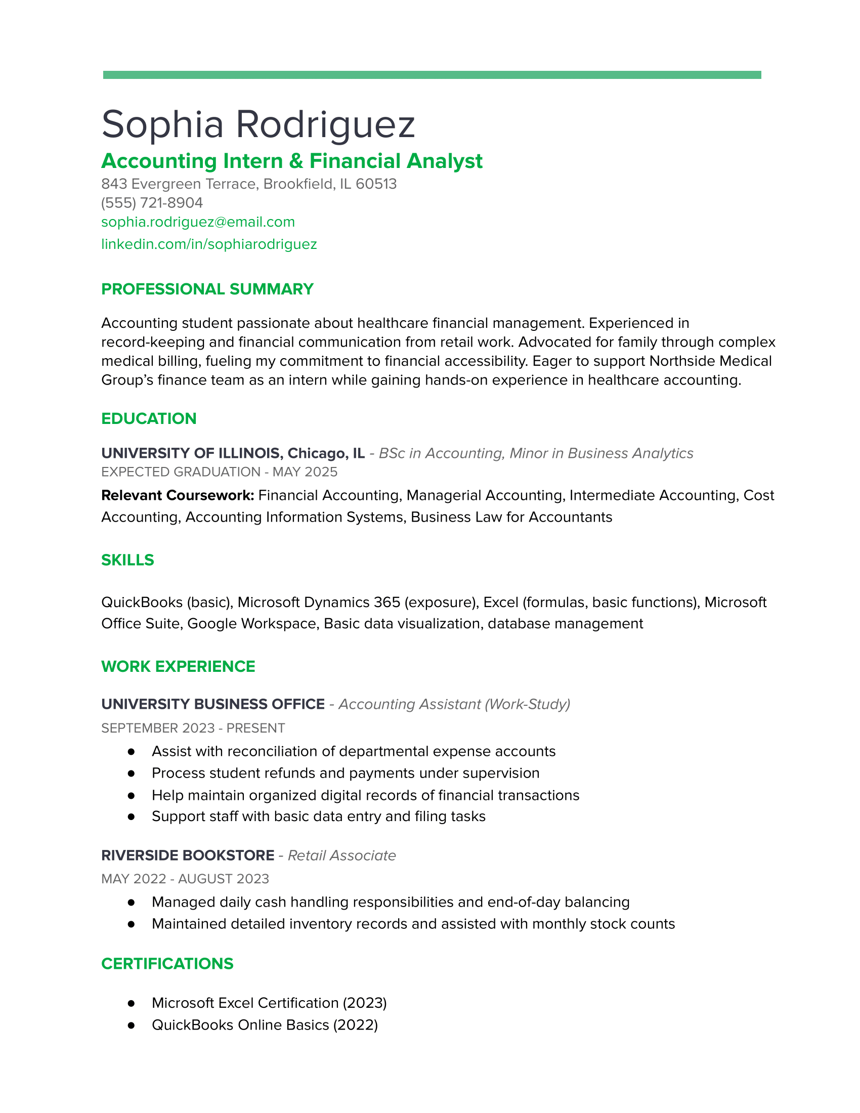 internship resume