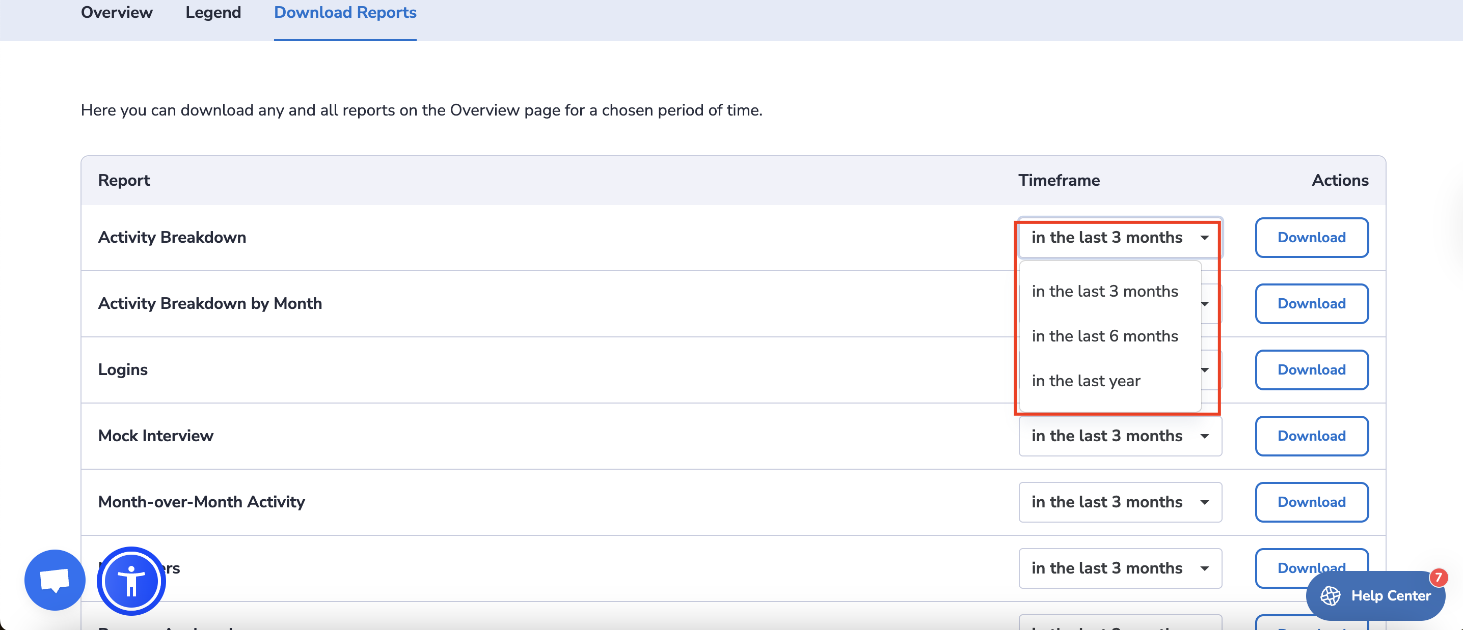 Big Interview Download reports